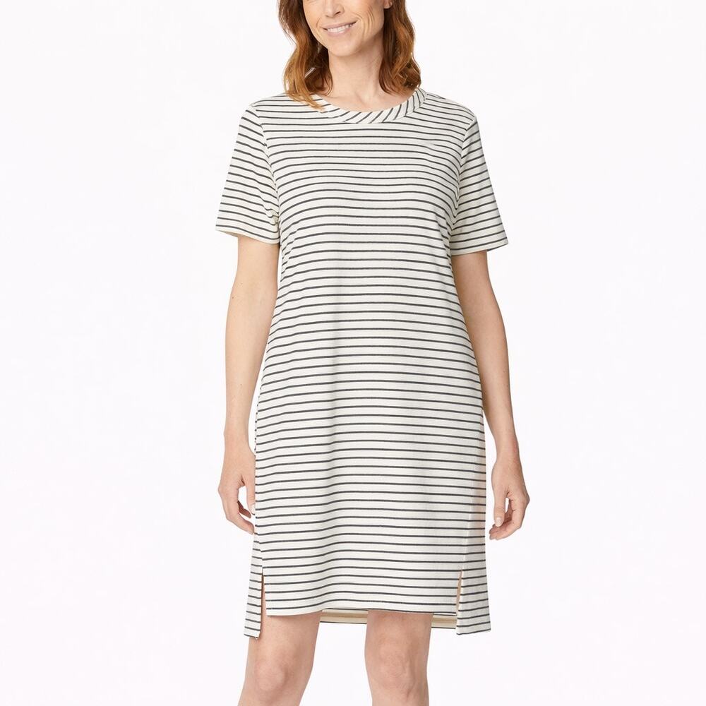 Buffalo David Bitton Stripe T-Shirt Dress Womens L Black NWT 1668766